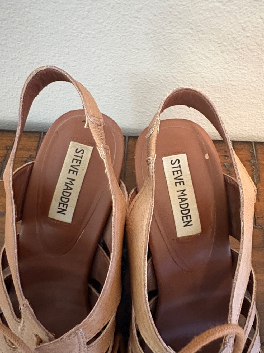 Steve Madden Tan Lace-Up Gladiator Block Heeled Sandals - Picture 4 of 8